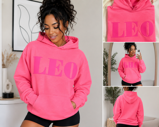 Pink on Pink Zodiac Puff Print Hoodie/Sweatshirt
