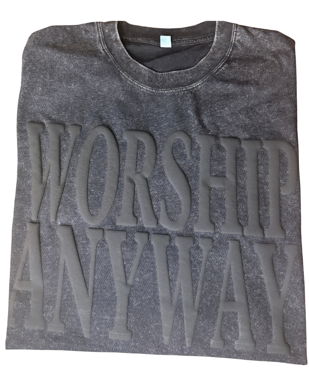 Oversized Christian Puff Print T-Shirt | Worship Anyway Graphic Tee